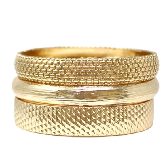 3 Row Textured Casting Bangle Bracelet - Picture 3 of 3